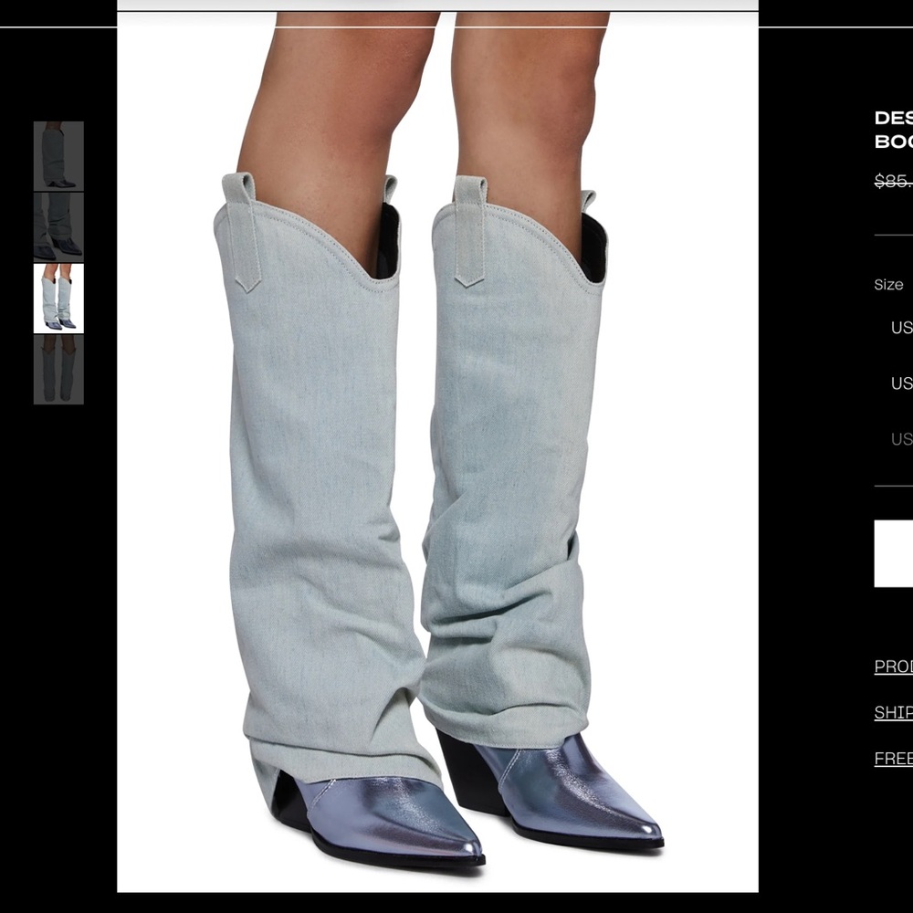 Dollskill Desperado dreaming knee high boots in silver/blue (NWB)